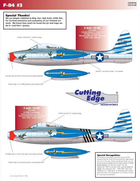 CED48108 F-84E: Col Robert L. Scott, Jr. - Fine Art of Decals