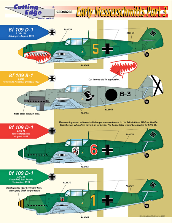 CED48266 Bf 109 Early Messerschmitts Nr. 3. - Fine Art of Decals