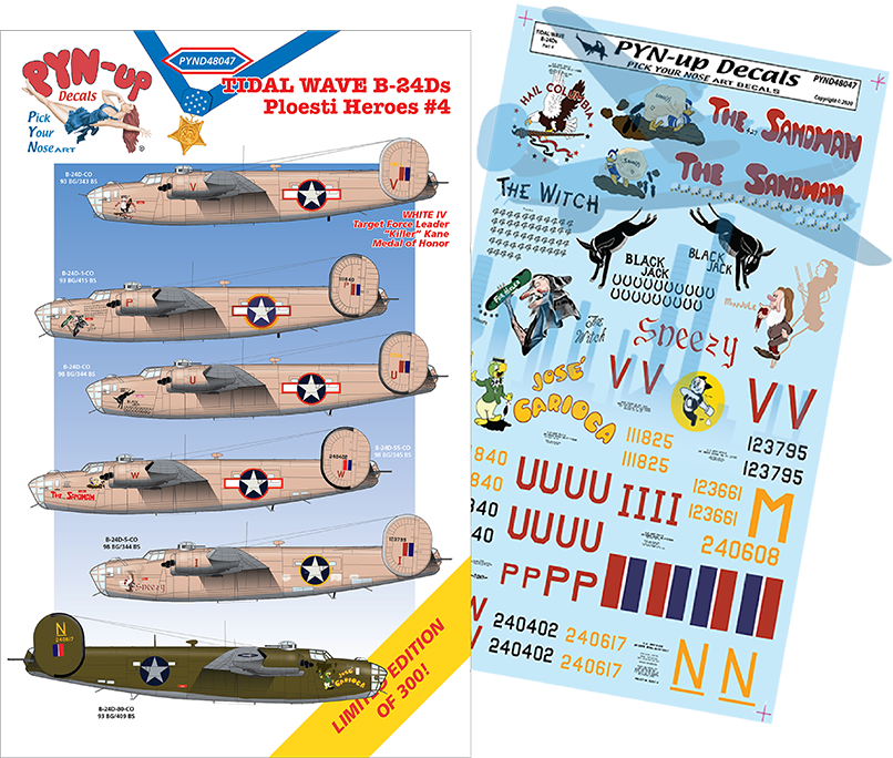 PYND48047 PYN-up TIDAL WAVE B-24D Nose Art #4 - Fine Art Of Decals